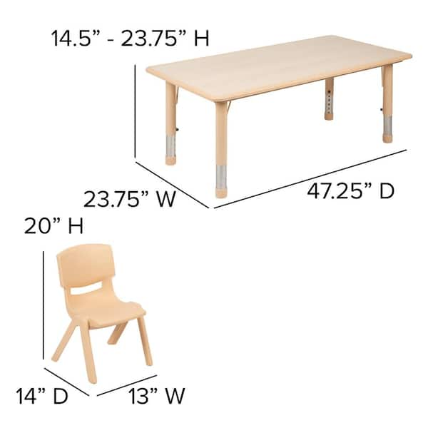 Kids deals table size