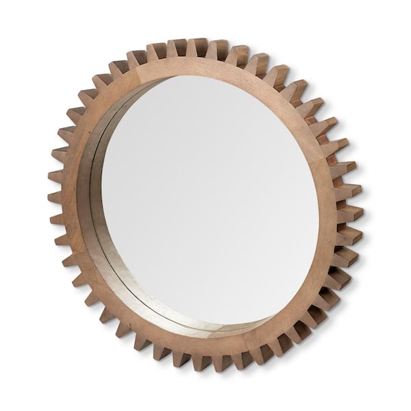 Mercana Medium Round Brown Casual Mirror (35.0 in. H x 35.0 in. W)