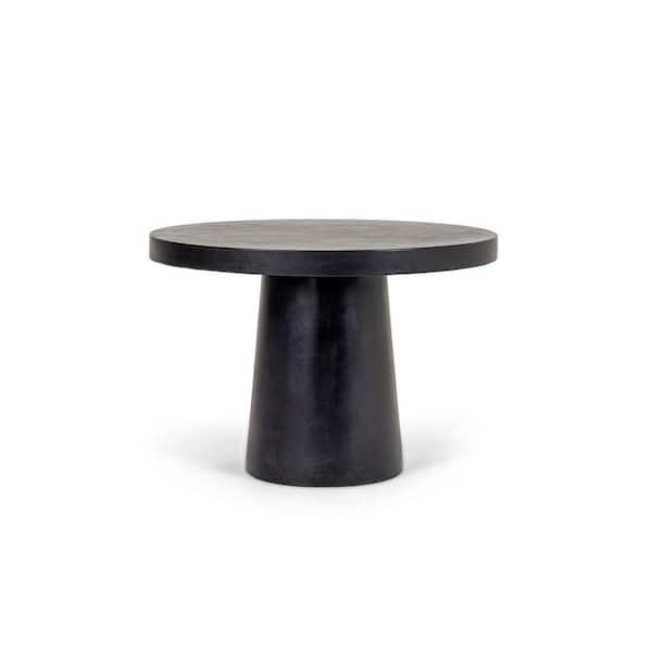 Desoto Modern Black Round Concrete Outdoor Dining Table