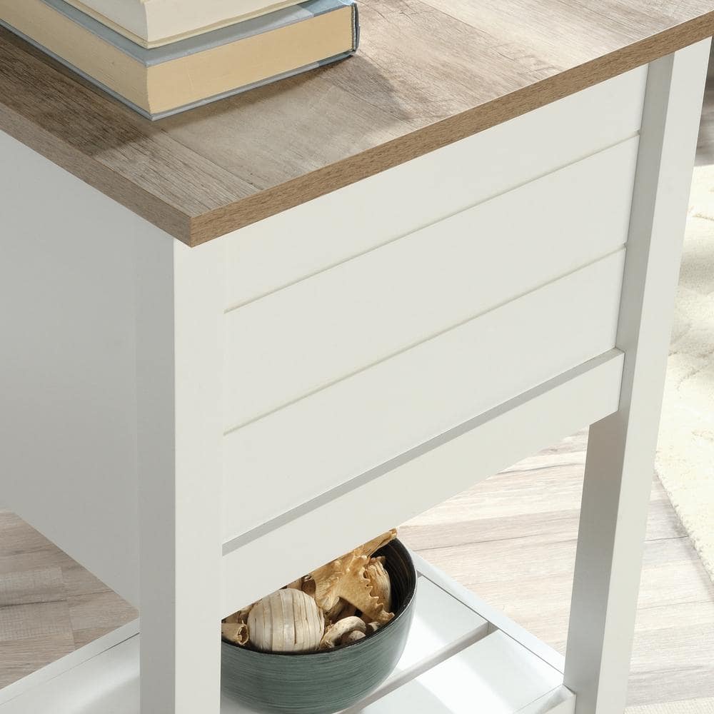 Cottage Road Soft White Engineered Wood Desk with Drawer and Filing Cabinet