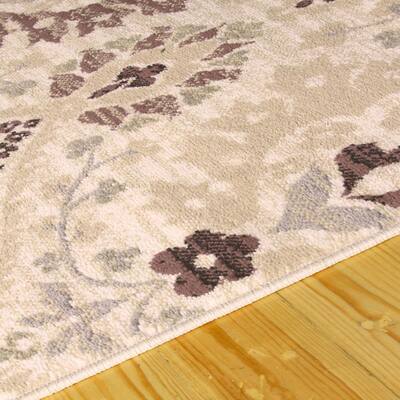 Augusta Ivory 10 ft. x 14 ft. Rustic Floral Damask Non-Slip Indoor Nylon Area Rug