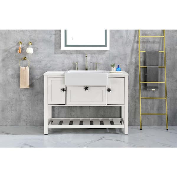 Lycvki 24 in. Drop-In Ceramic Bathroom Sink in White Apron Front