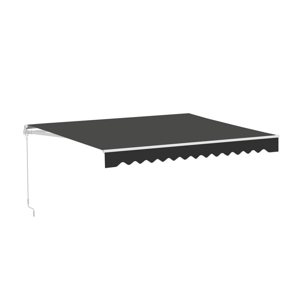 12 ft. Caribbean Polyester Manual Retractable Patio Awning 10 ft. Projection in Multistripes Black price history on PriceWatchPro
