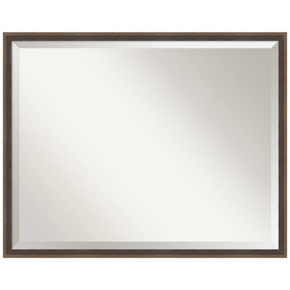 Mocha Brown Hardwood Rectangular Bathroom Vanity Mirror