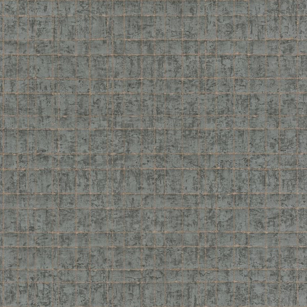 Walls Republic WeatheRed Grid Wallpaper Dark Grey Paper Strippable Roll (Covers 57 sq. ft.)