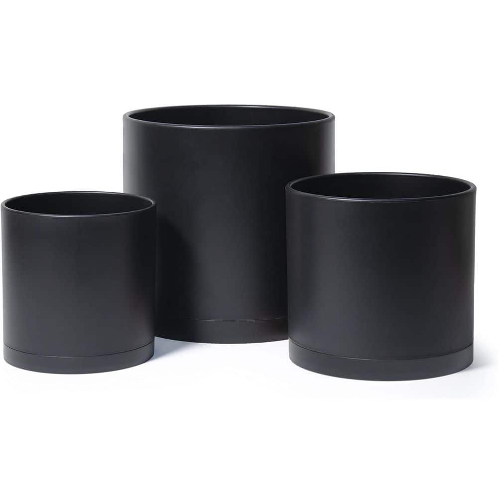 Plastic Planter Pots with Drainage Hole Seamless Saucer Minimalist Design Durable Matte Finish Set 3-Pack price history on PriceWatchPro
