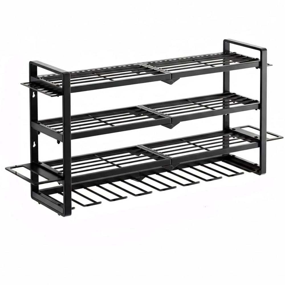 8 Slot 4-Tier Black Metal Heavy Duty Wall Rack with Tool Organizer Storage for Garage Workshop, 300 lbs. Capacity price history on PriceWatchPro