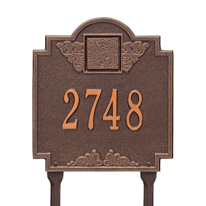 Monogram Standard Lawn Square Antique Copper 1-Line Address Plaque