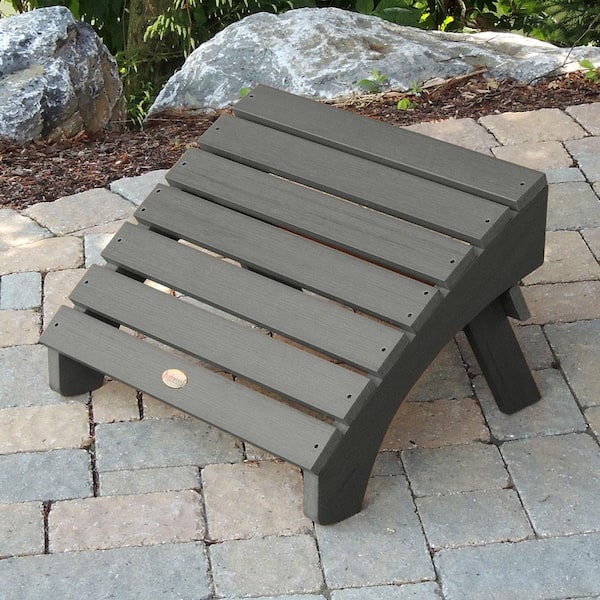 Highwood Adirondack Coastal Teak Recycled Plastic Outdoor Folding Ottoman