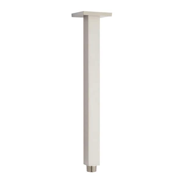 SIGNATURE HARDWARE 12 in. Square Ceiling Mounted Shower Arm and Flange Brushed Nickel
