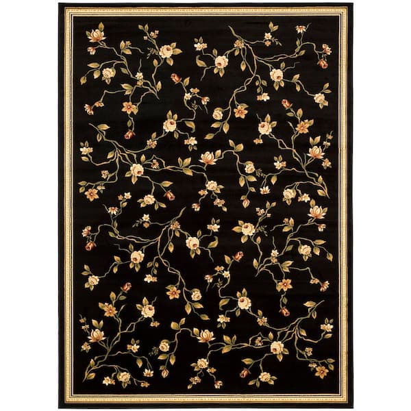 Lyndhurst 2 ft. x 10 Black Vine Runner Rug