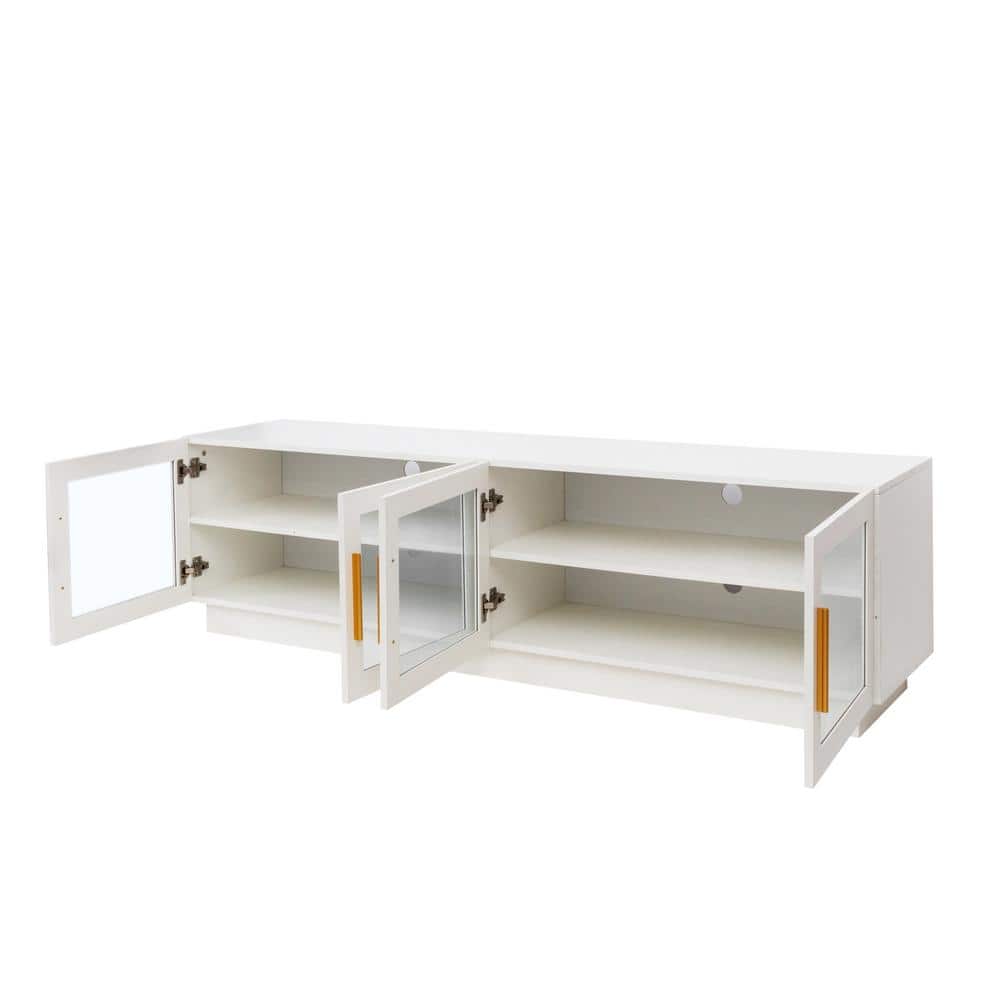 70.87 in. W x 15.75 in. D x 19.69 in. H Bathroom White Linen Cabinet