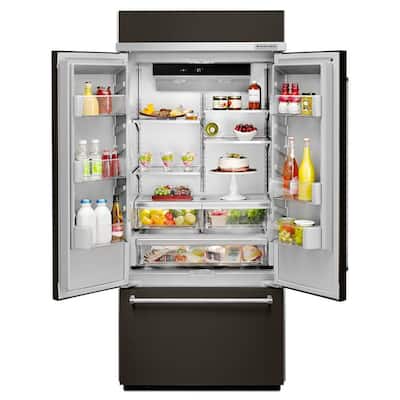 20.8 cu. ft. Built-In French Door Refrigerator in Black Stainless with Platinum Interior