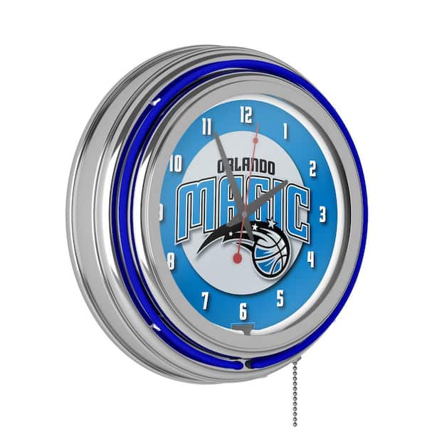 Trademark Global 14 in. Orlando Magic NBA Chrome Double Ring Neon Wall Clock