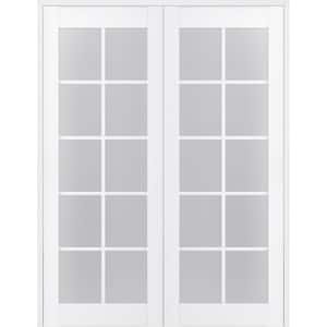 Paola 48 in. x 80 in. Both Active 10-Lite Frosted Glass Bianco Noble Finished Wood Composite Double Prehung French Door