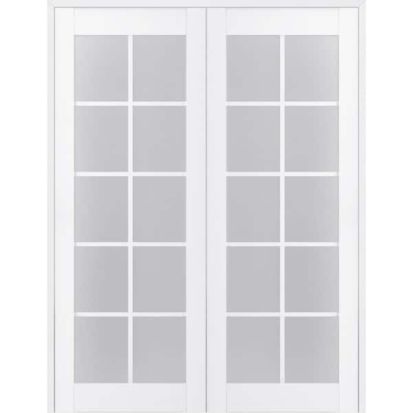 Palladio Active 10-Lite Frosted Glass Wood Composite Double Prehung French Door Belldinni Finish: Oak, Handing: Right, Size: 72 x 96