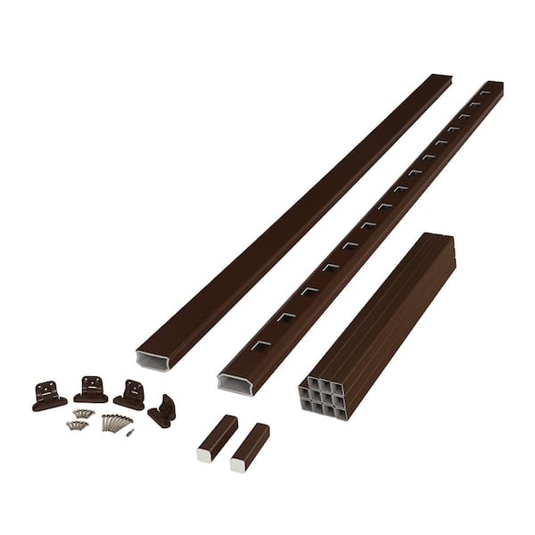 Fiberon BRIO 42 in. x 96 in. (Actual: 42 in. x 94 in.) Brown PVC Composite Stair Railing Kit w/Square Composite Balusters