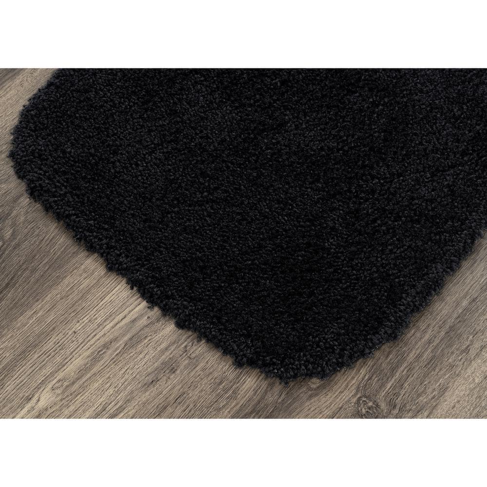 Serendipity Black Nylon Shaggy Bath Rug Set with Latex Backing