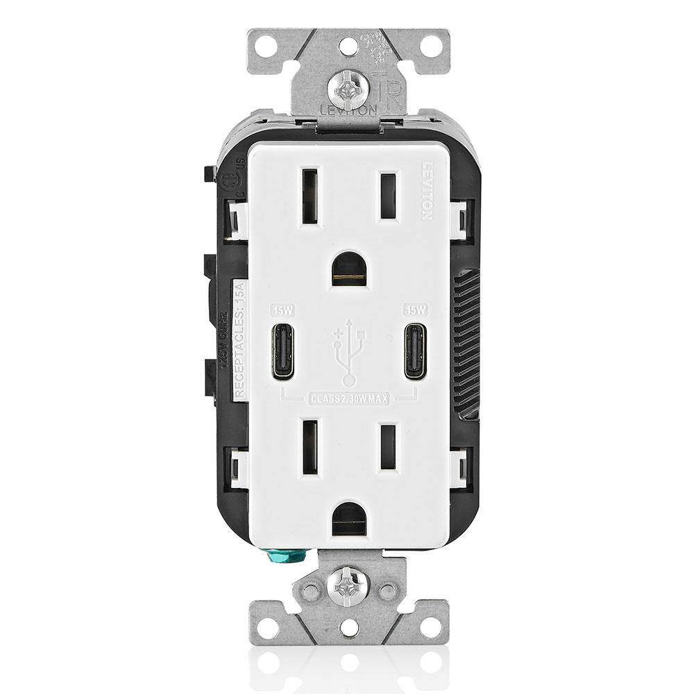 30-Watt 6 Amp White USB Charger for Smartphones and Tablets Type-C/C, 15 Amp Tamper-Resistant Outlet , (2-Pack) price history on PriceWatchPro