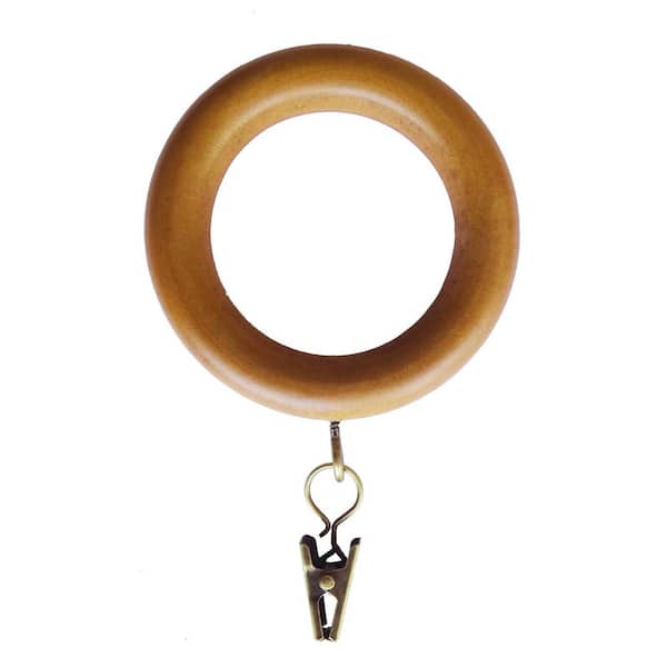 Lumi Heritage Oak Wood Curtain Rings with Clips (Set of 7) 138RINGOK7 - The  Home Depot