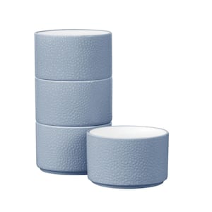 Colortex Stone Aqua 3.75 in., 9 fl.oz. Porcelain Mini Bowls, (Set of 4)