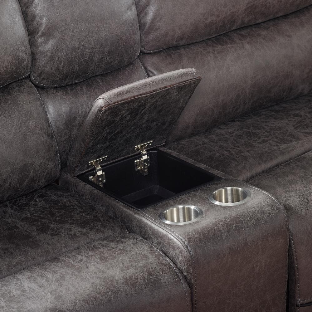 Smoke Gray Six-Piece Fabric Sectional with Pillow-top Arm