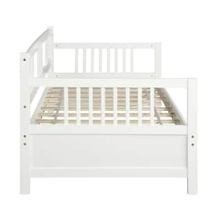 White Twin Size Daybed with Wood Slats and Rails