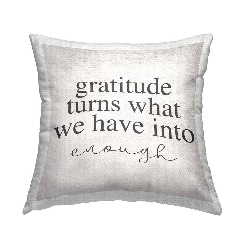 Gratitude Into Enough Inspirational Family Home Word Design Printed Pillow Beige Square Outdoor Throw Pillow price history on PriceWatchPro