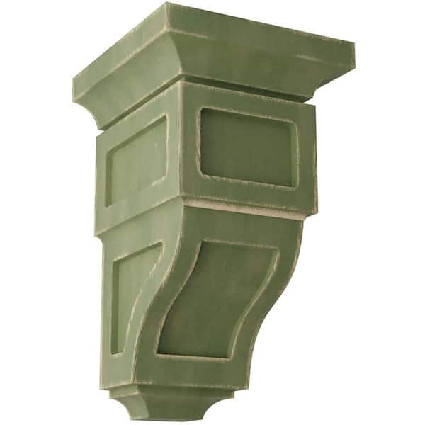 Ekena Millwork 3-1/2 in. x 6 in. x 3-3/4 in. Restoration Green Mini Reyes Wood Vintage Decor Corbel