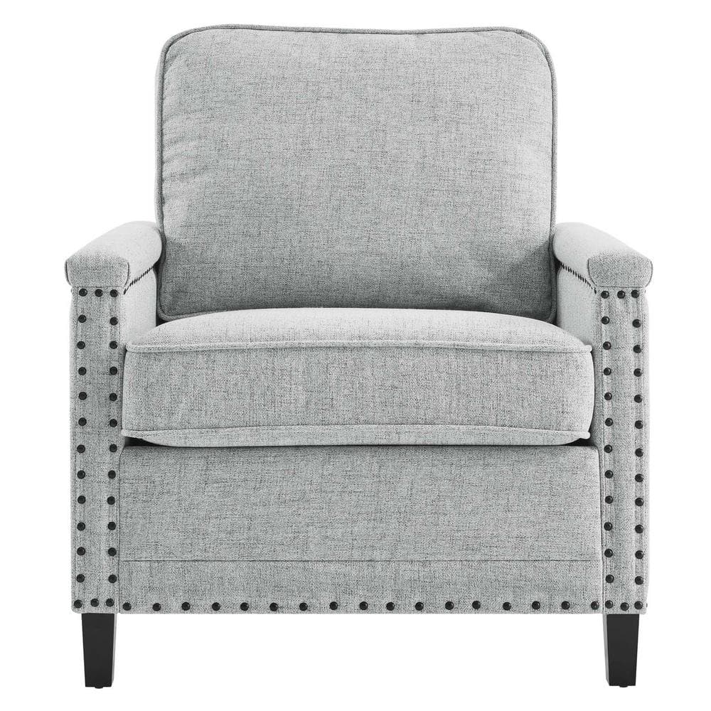 Ashton Light Gray Fabric Accent Chair with Nailhead Trim
