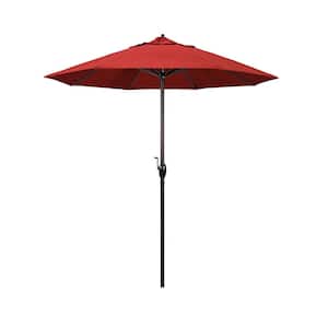 7.5 ft. Bronze Aluminum Market Auto-Tilt Crank Lift Patio Umbrella in Red Olefin