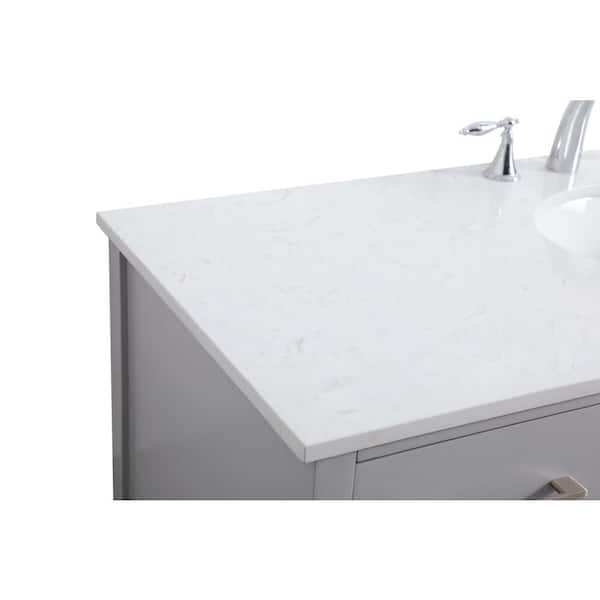 54 in. W x 22 in. D x 34 in. H Bath Vanity in Grey with Calacatta White Engineered Marble Top
