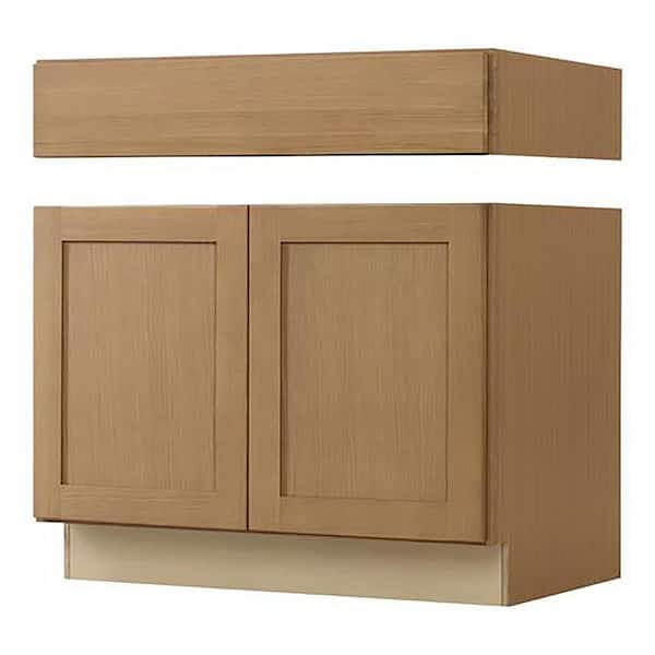 Avondale 36 in. W x 24 in. D x 34.5 in. H Ready to Assemble Plywood Shaker Sink Base Kitchen Cabinet in White Oak