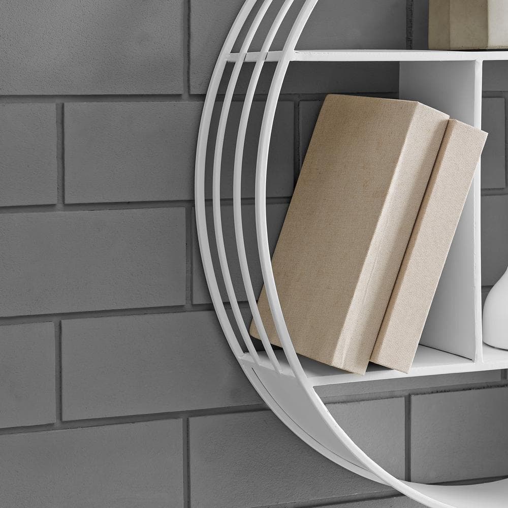Brody Industrial White Iron Floating Wall Shelf - 29.5"