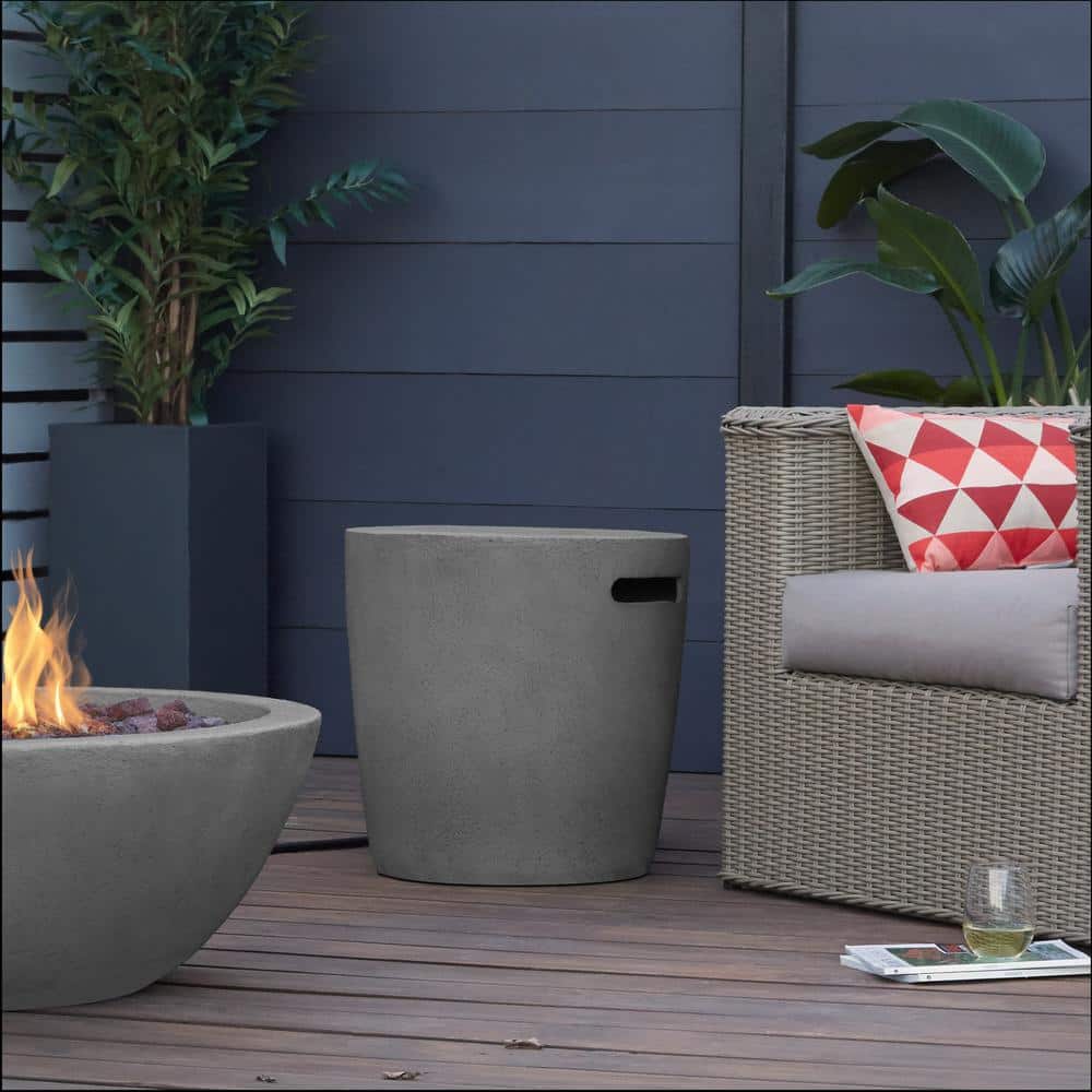 Gray Fiber-Cast Concrete Propane Tank Cover with Steel Frame