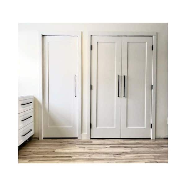 DIY RTA Kit 32 in. x 80 in. Shaker 1-Panel Left-Hand Primed Solid Core MDF Wood Single Ready To Assemble Interior Door