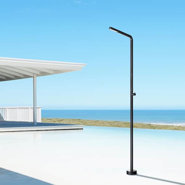 Outdoor Exposed Shower Faucet Single-Handle Freestanding Tub Faucet Floor Mount in Matte Black