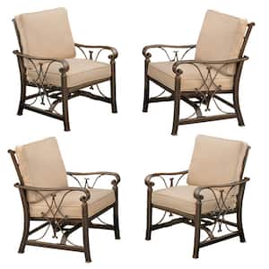 Goldie Metal Outdoor Rocking Chair with Beige Cushion (Pack of 4)