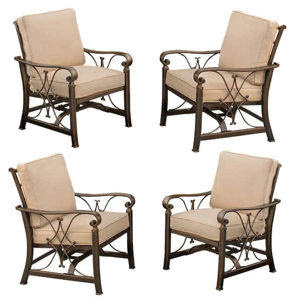 Unbranded Goldie Metal Outdoor Rocking Chair with Beige Cushion (Pack of 4)
