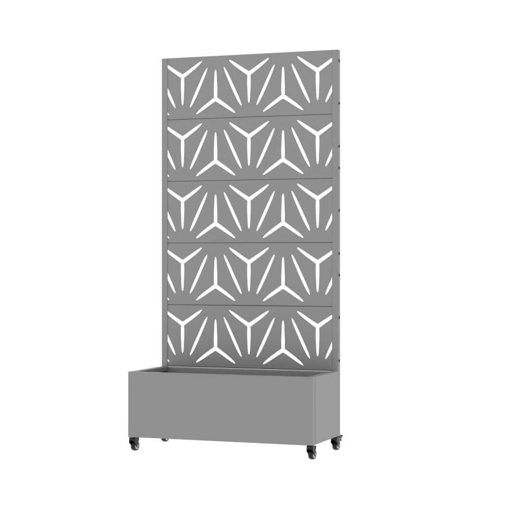 72 in. H x 35 in. W Gray Outdoor Galvanized Steel Privacy Screen Planter Box Trellis with Detachable Wheels price history on PriceWatchPro