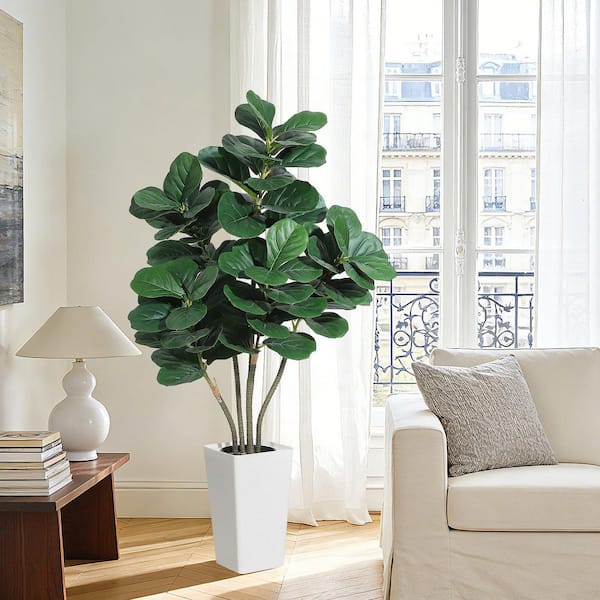 MOVECOM 5 ft. Artificial Fiddle Leaf Fig Plant Indoor, Faux Fig