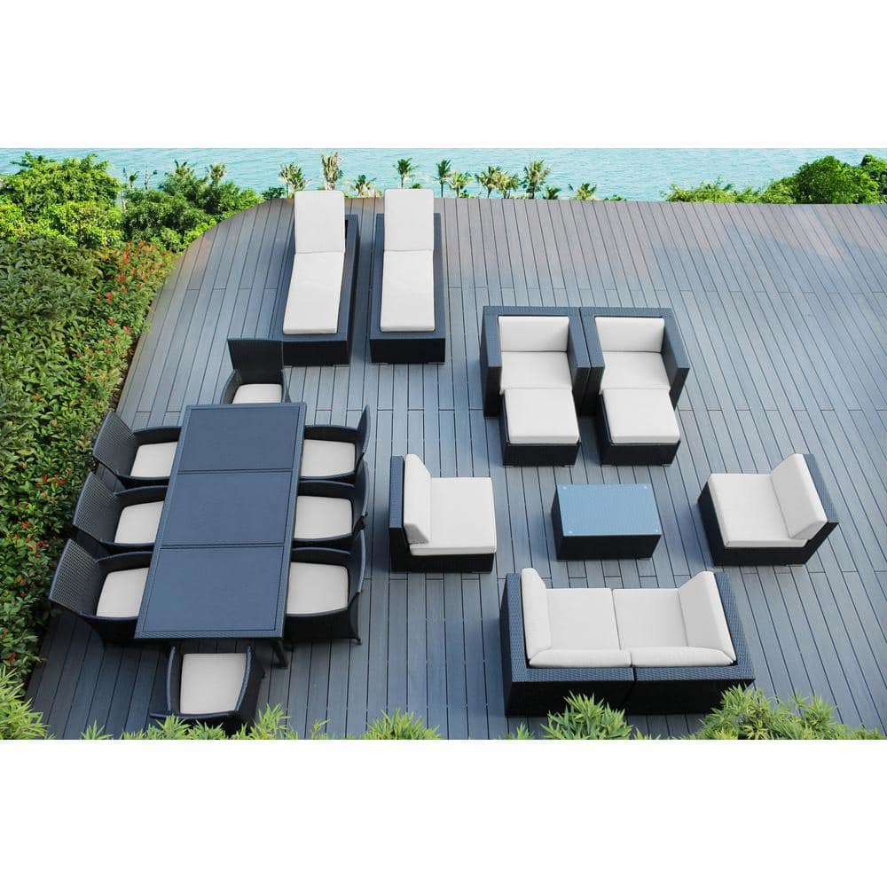 Black 20-Piece Wicker Patio Combo Conversation Set with Sunbrella Natural Cushions price history on PriceWatchPro