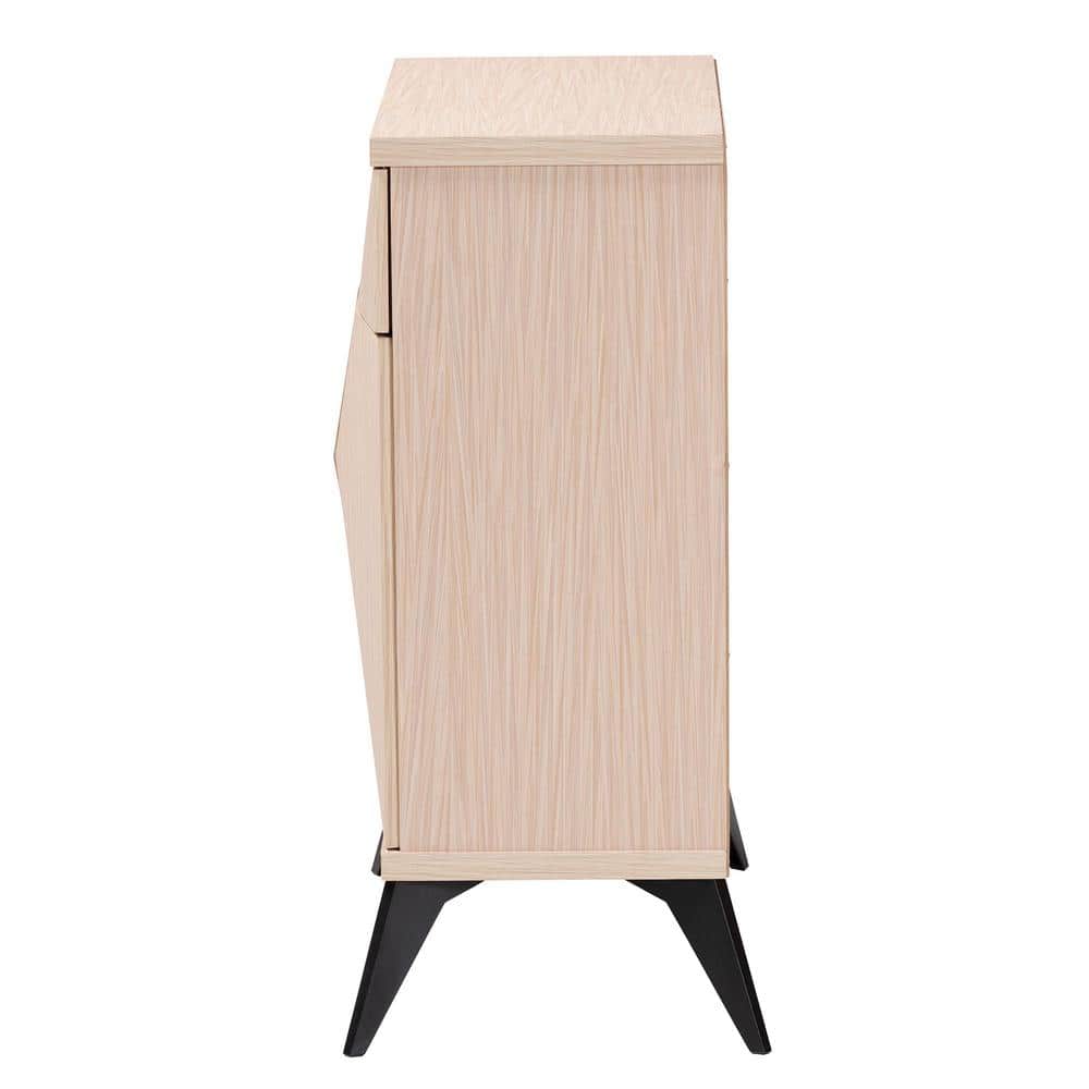 Light Brown and Black Wood 2-Door Mid-Century Sideboard Buffet