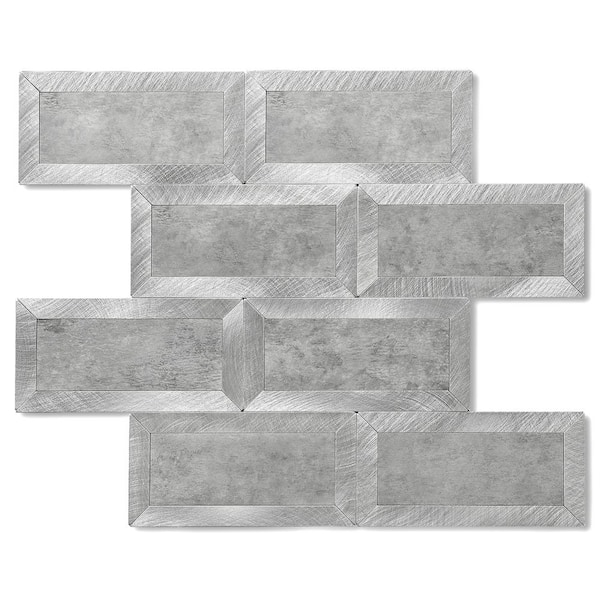 Yipscazo Subway Collection Grey 10.24 in. x 10.24 in. PVC Peel and Stick Tile
