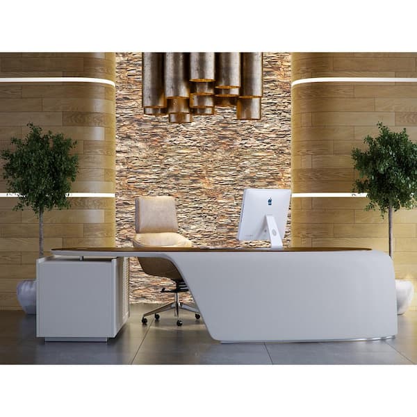 3D Falkirk Renfrew 37 in. x 26 in. Brown Faux Slate PVC Decorative Wall Paneling (5-Pack)