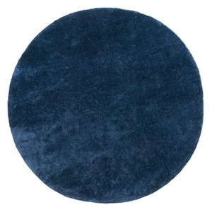 Loni Solid Machine Washable Shag Navy 6 ft. x 6 ft. Area Rug