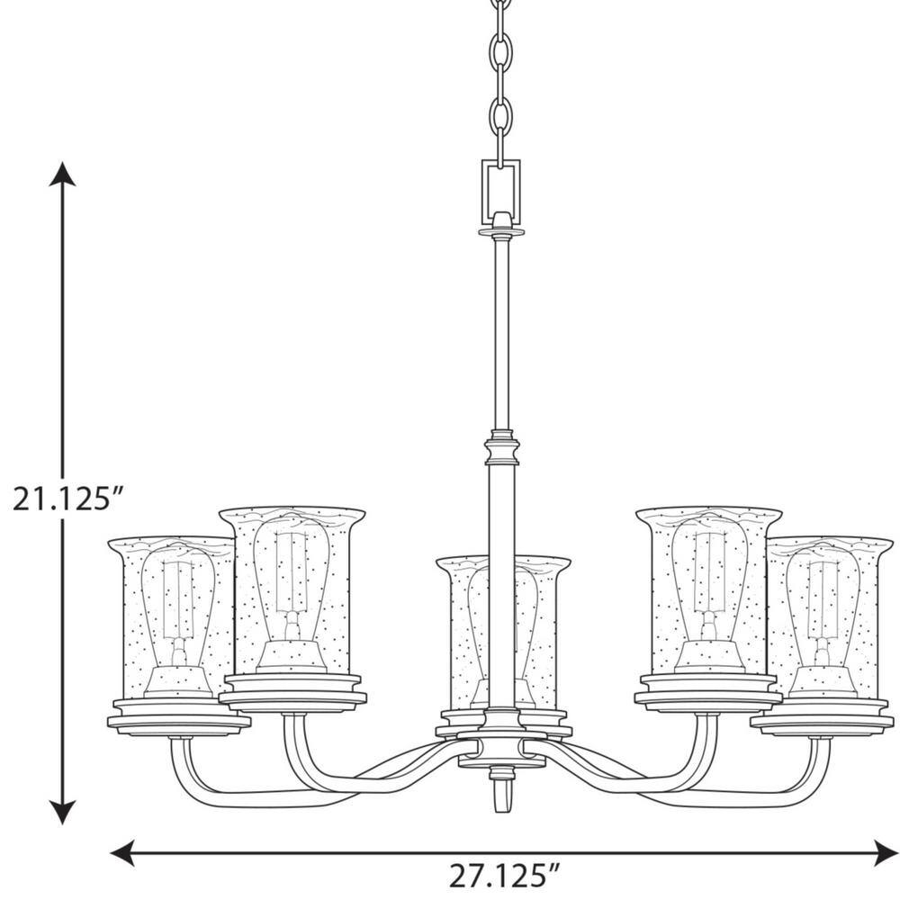 Winslett Brushed Nickel 5-Light Chandelier with Seeded Glass Shades