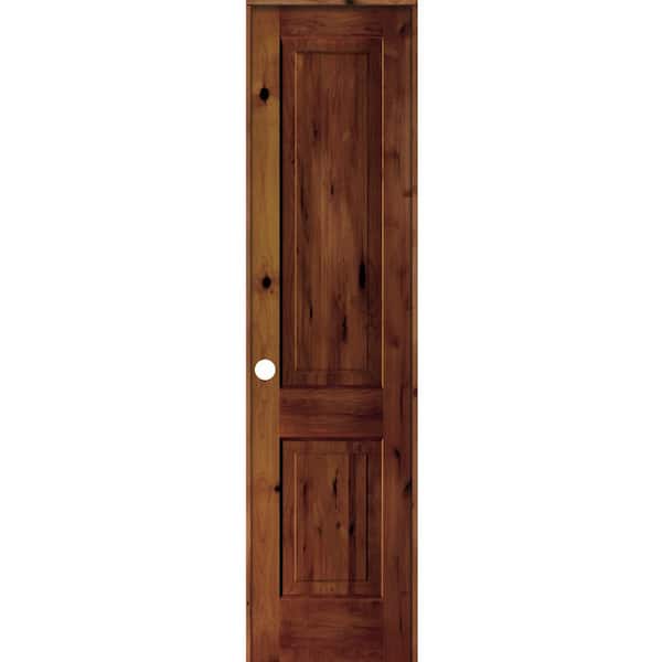 Krosswood Doors 24 in. x 96 in. Rustic Knotty Alder 2-Panel Right Hand Red Chestnut Stain Wood Single Prehung Interior Door