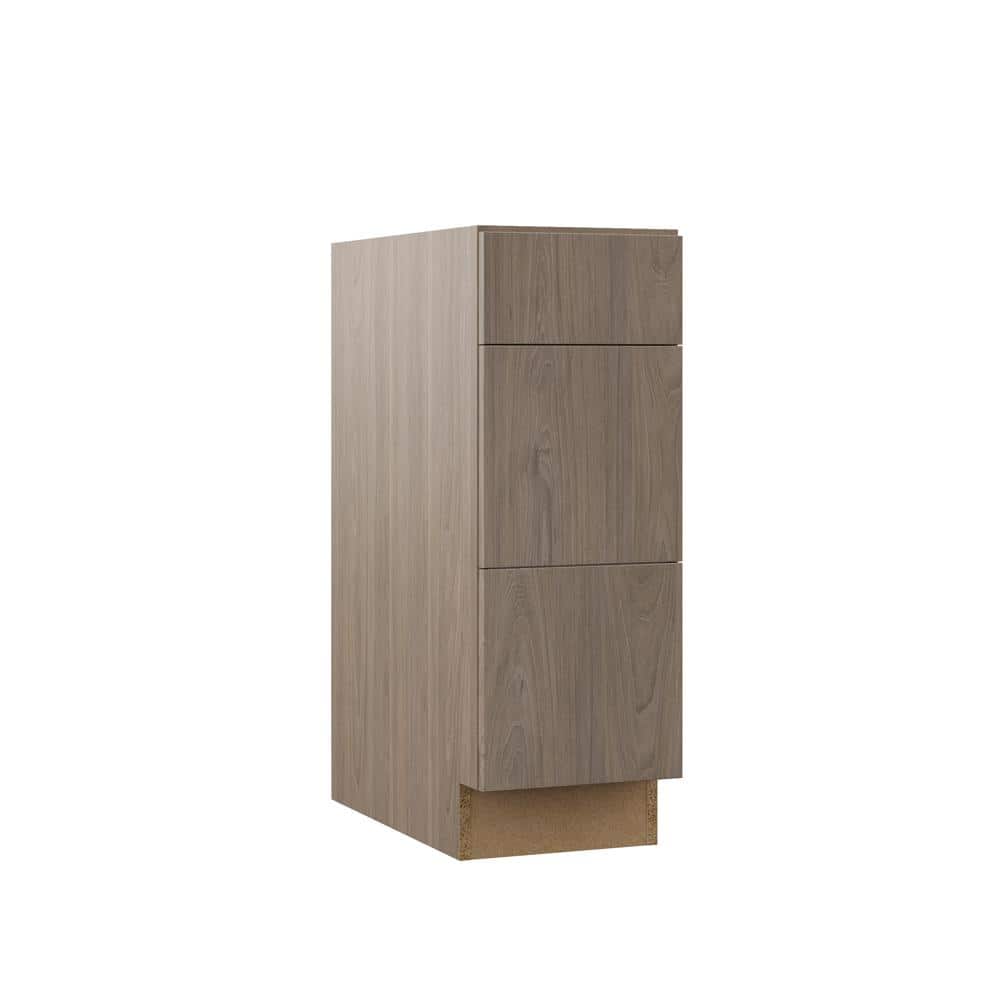 Designer Series Edgeley 12 in. W x 21 in. D x 34.5 in. H Assembled Slab 3-Drawer Base Bath Cabinet in Driftwood price history on PriceWatchPro