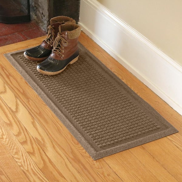 Waterhog Squares 15 in. x 36 in. PET Polyester Indoor Outdoor Boot Tray Camel